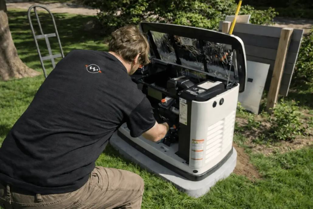 Home backup generator installation for residential property in Vancouver BC, showing standby generator system setup and electrical connections